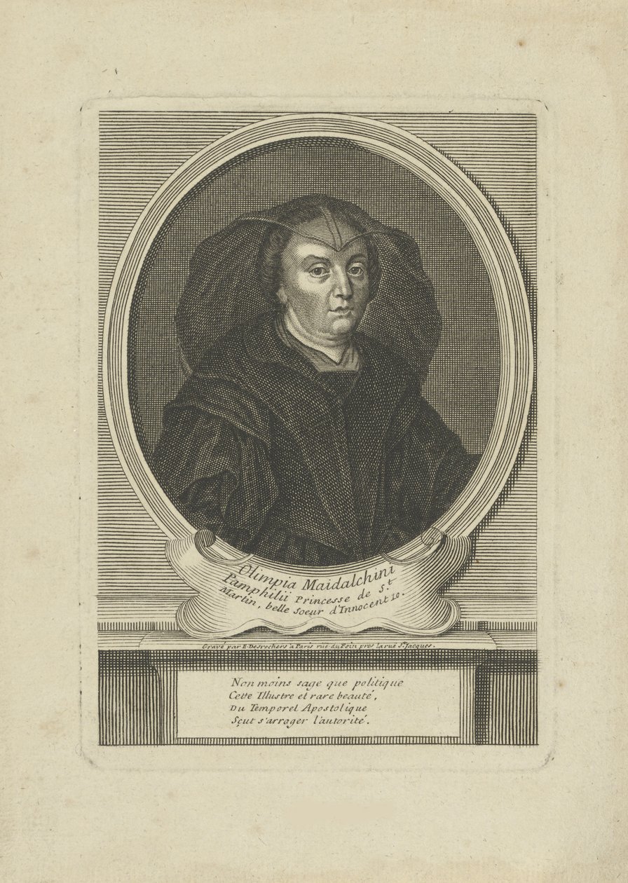 Retrato de Olímpia Maidalchini Pamphilj 1591-1657, um 1700. de Etienne Jehandier Desrochers