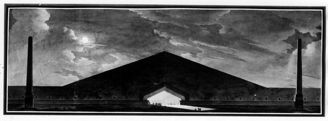 Monumento funerário "caracterizando o género da arquitectura de sombras" - E.L. Boullée. de Etienne Louis Boullee