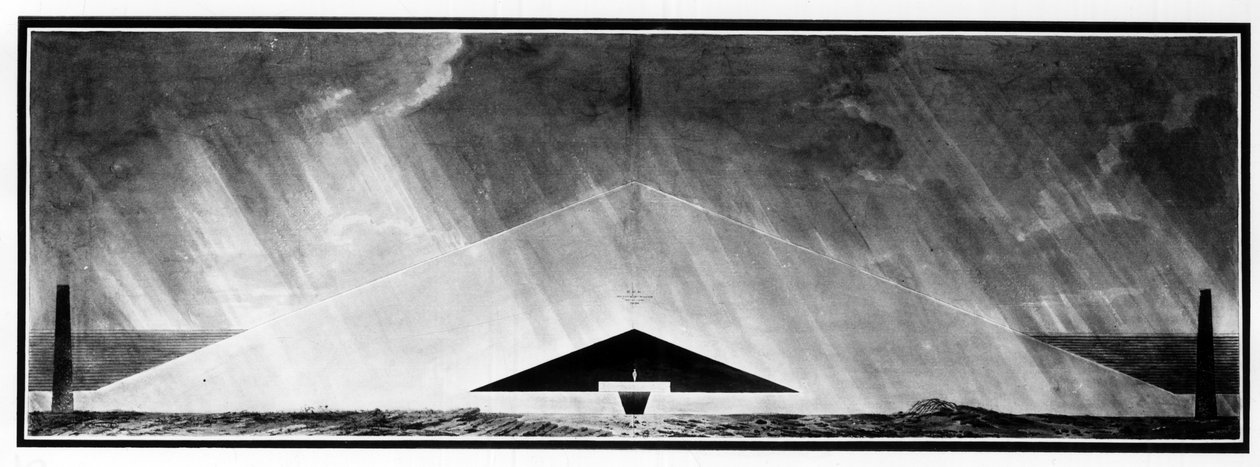 Monumento funerário "caracterizando o género da arquitectura de sombras" - E.L. Boullée. de Etienne Louis Boullee
