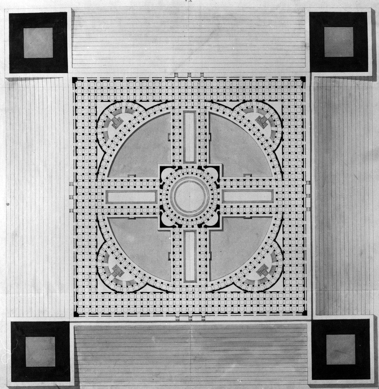Mapa do Palácio Municipal - E.L. Boullée. de Etienne Louis Boullee