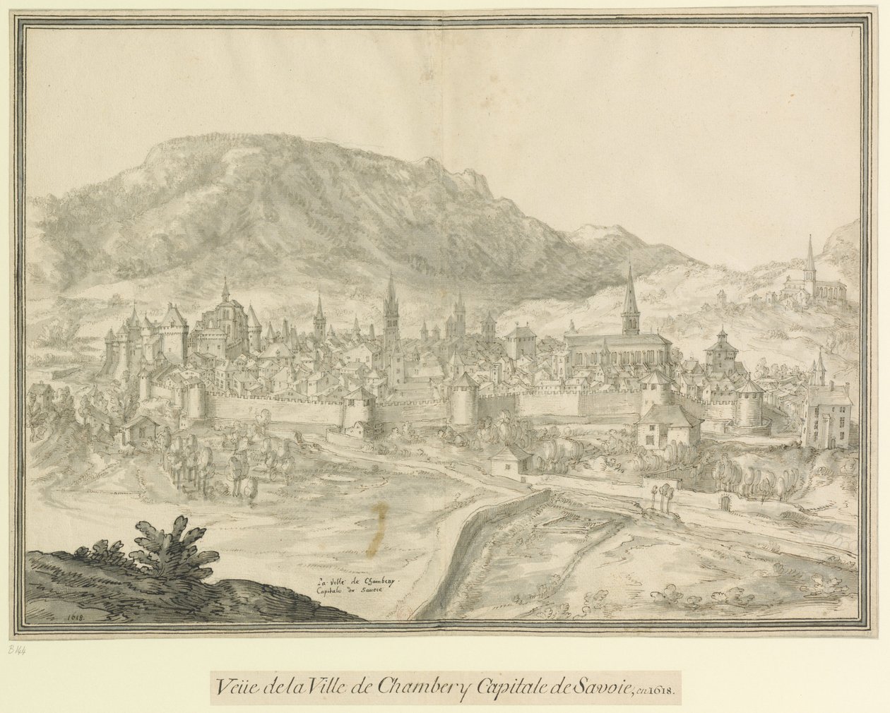 A cidade de Chambery  Capital da Saboia: Veüe de la Ville de Chambéry Capital da Saboia, em 1618 de Etienne Martellange