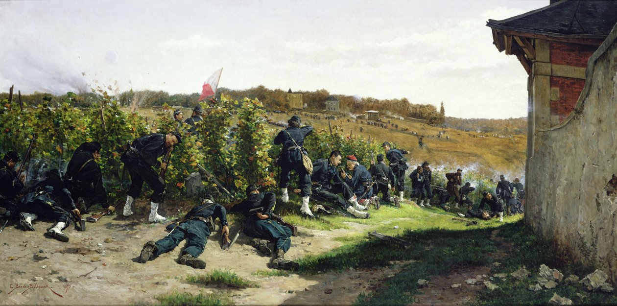 Os Tirailleurs do Sena na Batalha de Rueil-Malmaison, 21 de outubro de 1870, 1875 de Etienne Prosper Berne Bellecour