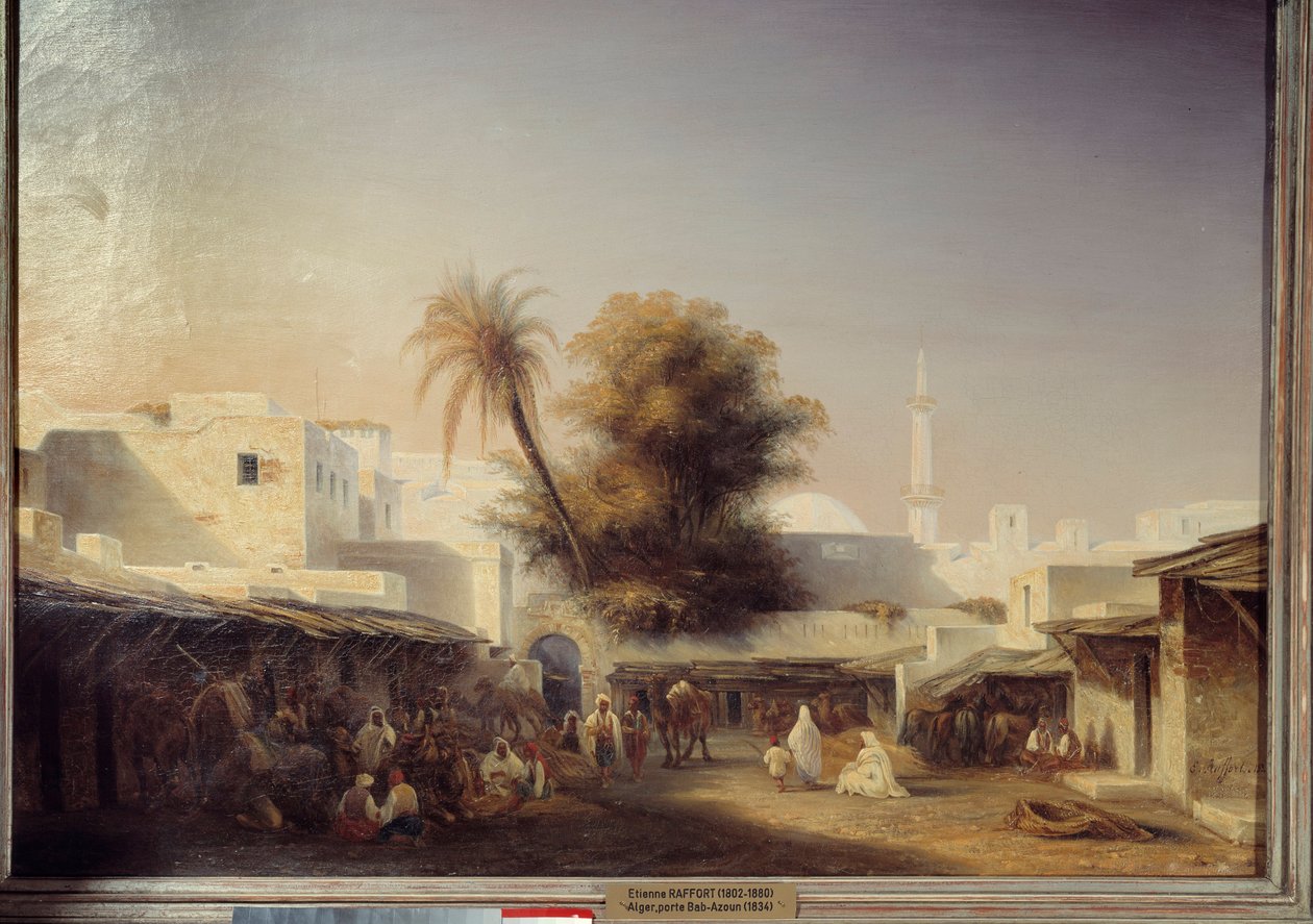 Argel, portão Bab Azoun (Bab-Azoun). Pintura por Etienne Raffort (1802-1895) de Etienne Raffort