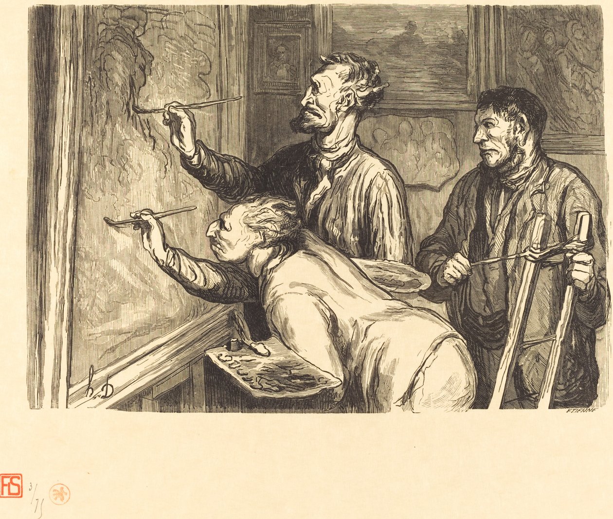 1868 Exposição de Pintura - A Última Pincelada de Etienne after Honoré Daumier