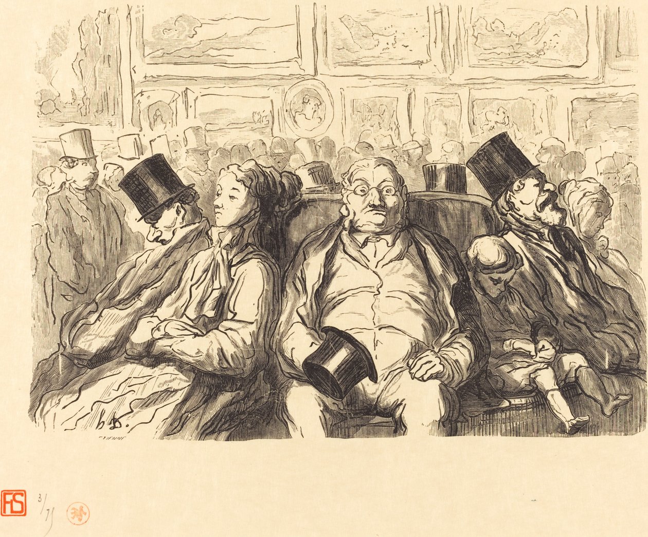 Exposition des Beaux-Arts - Dans le salon carre - Un Instant de repos de Etienne after Honoré Daumier