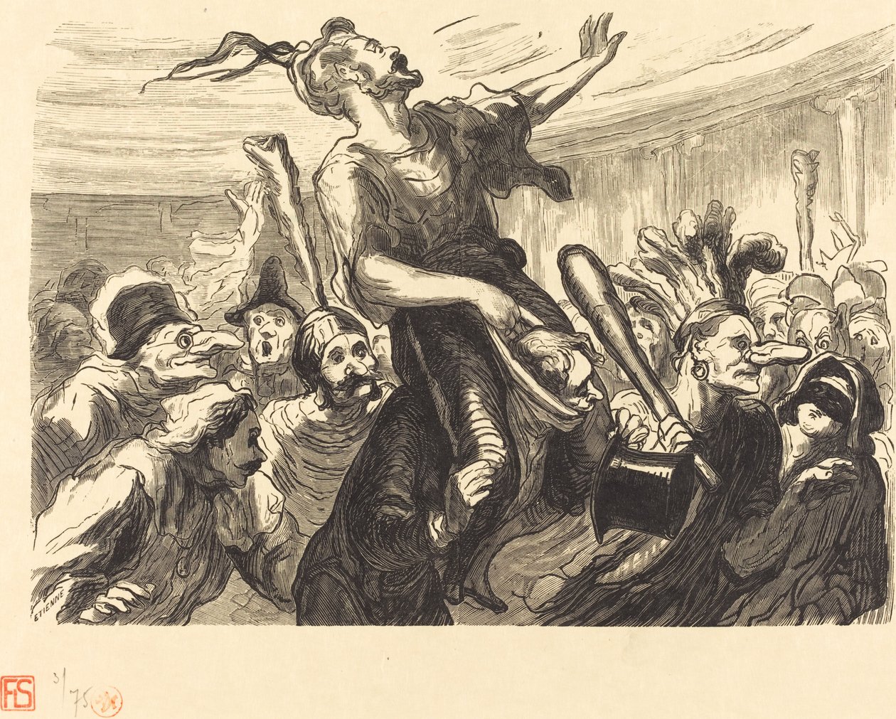 La Mi-Careme - No Baile da Ópera de Etienne after Honoré Daumier