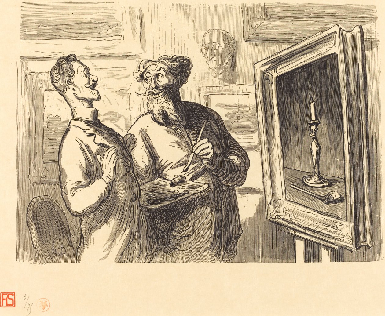 Um realista sempre encontra um mais realista que o admira de Etienne after Honoré Daumier