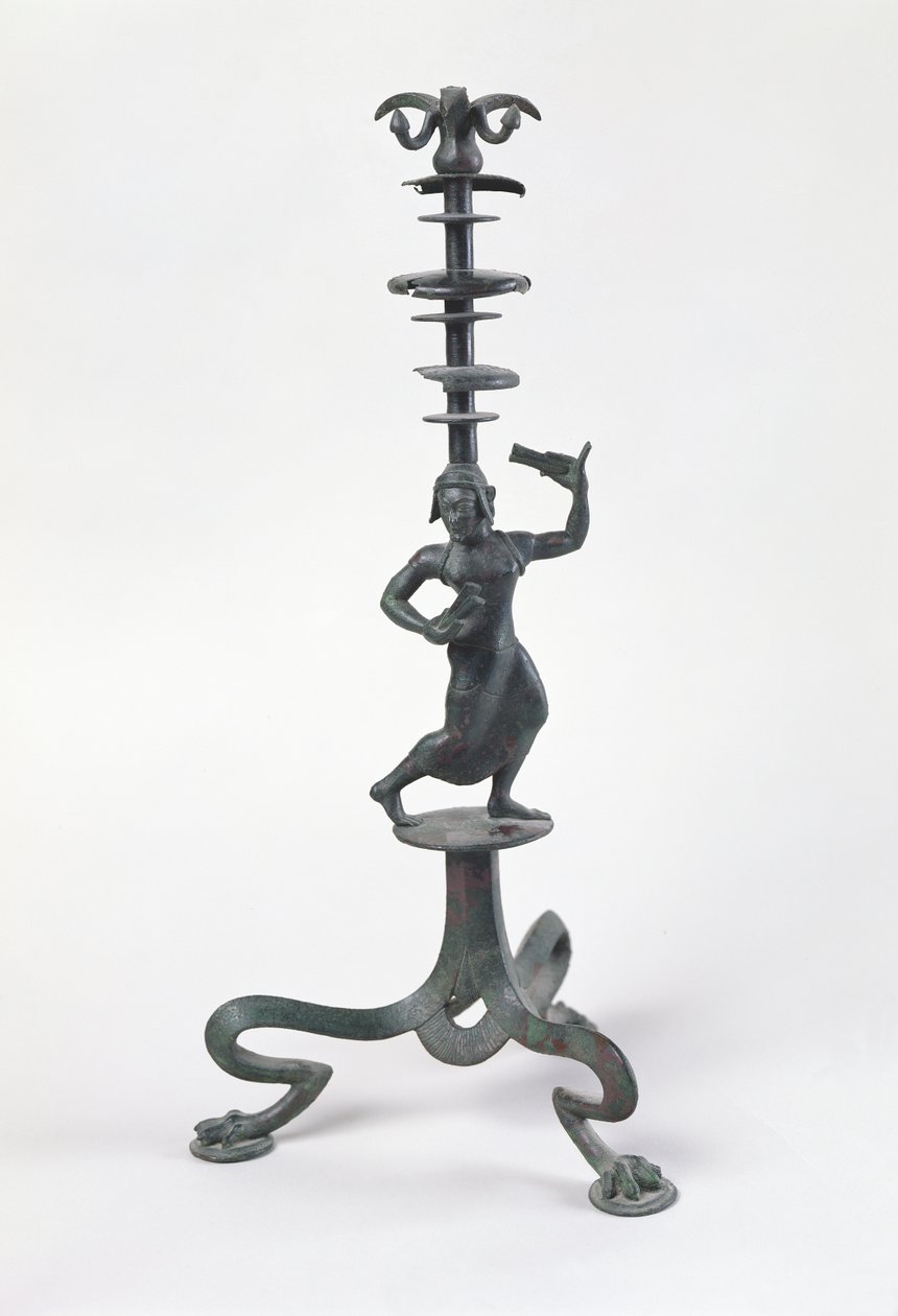 Candelabro com uma dançarina com castanholas (bronze) de Etruscan