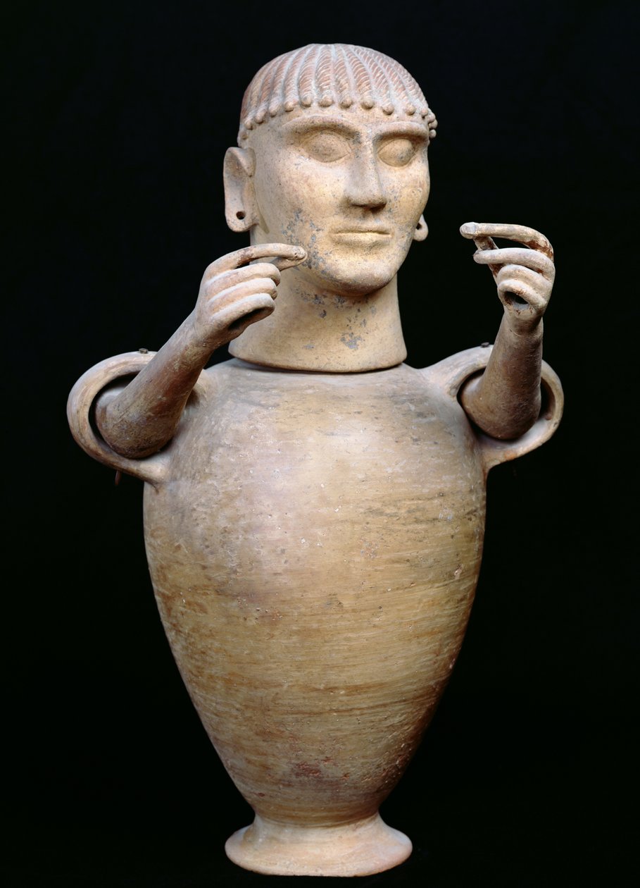Jarro Canopic com braços móveis (argila) (veja também 53215) de Etruscan