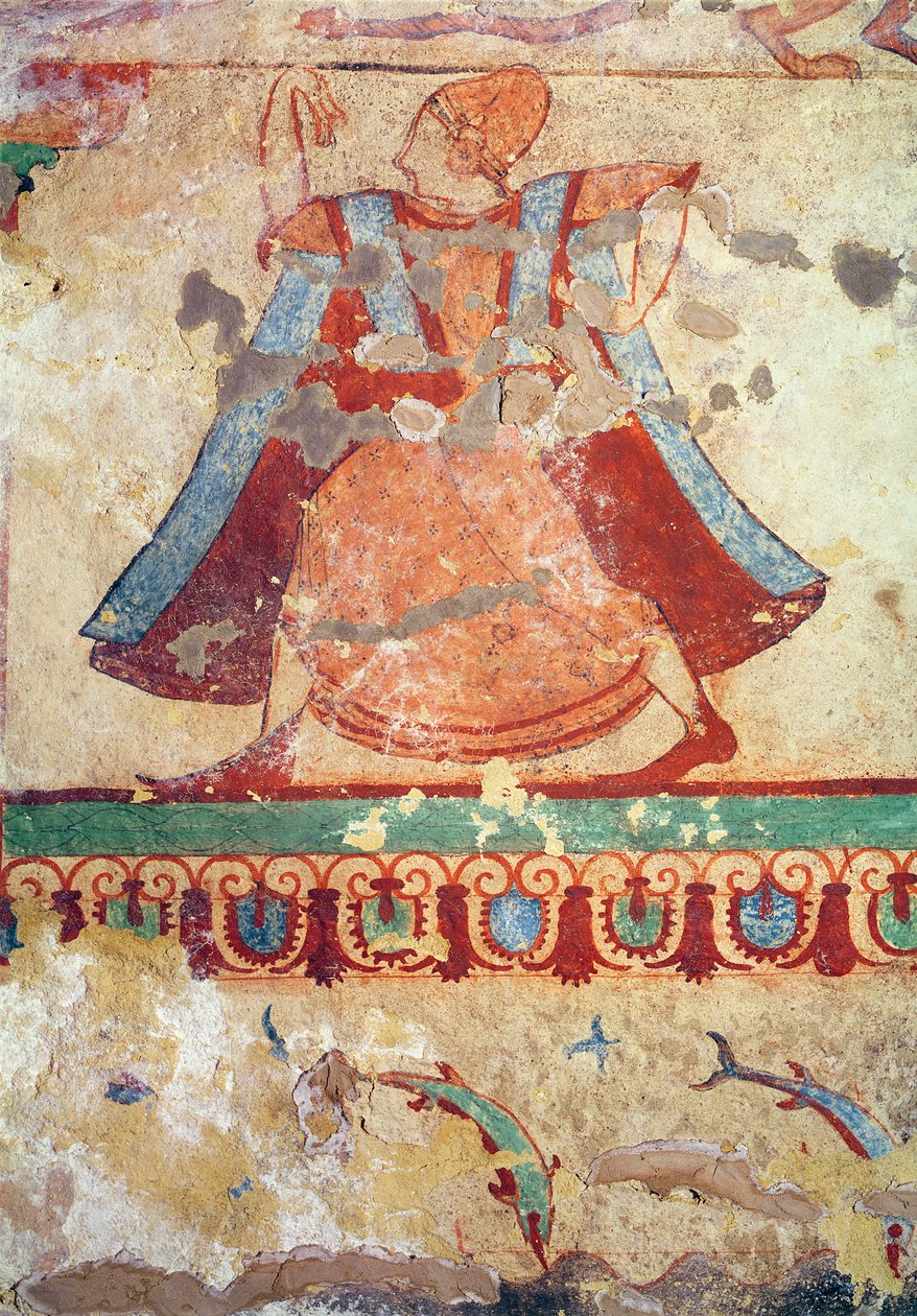 Dançarina, do túmulo dos leões, c. 520 aC (pintura de parede) de Etruscan