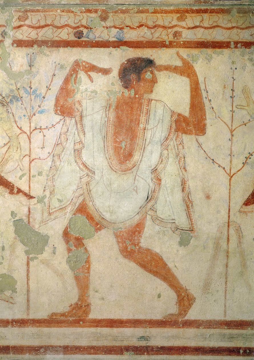 Dançarina do túmulo do triclínio, c.470 aC (pintura de parede) de Etruscan