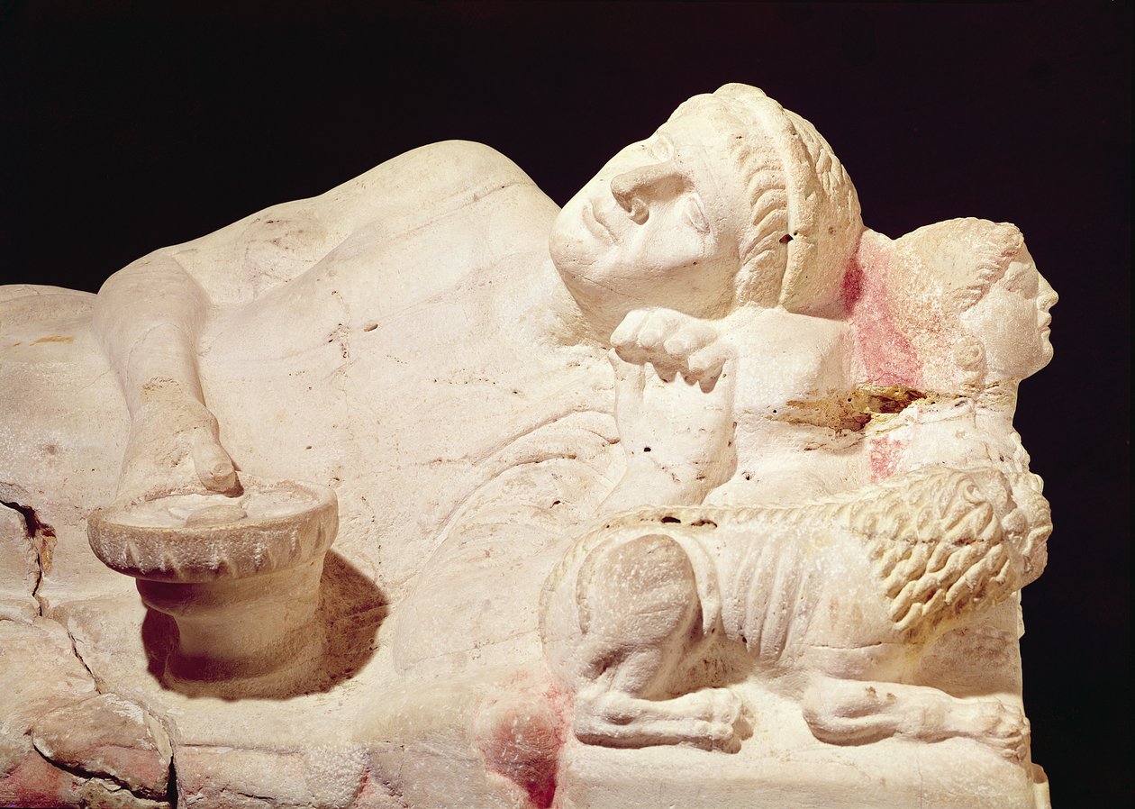 Detalhe, de, a, sarcófago, de, velthur, Partunus, 8th-1st, século, bc, terracotta de Etruscan