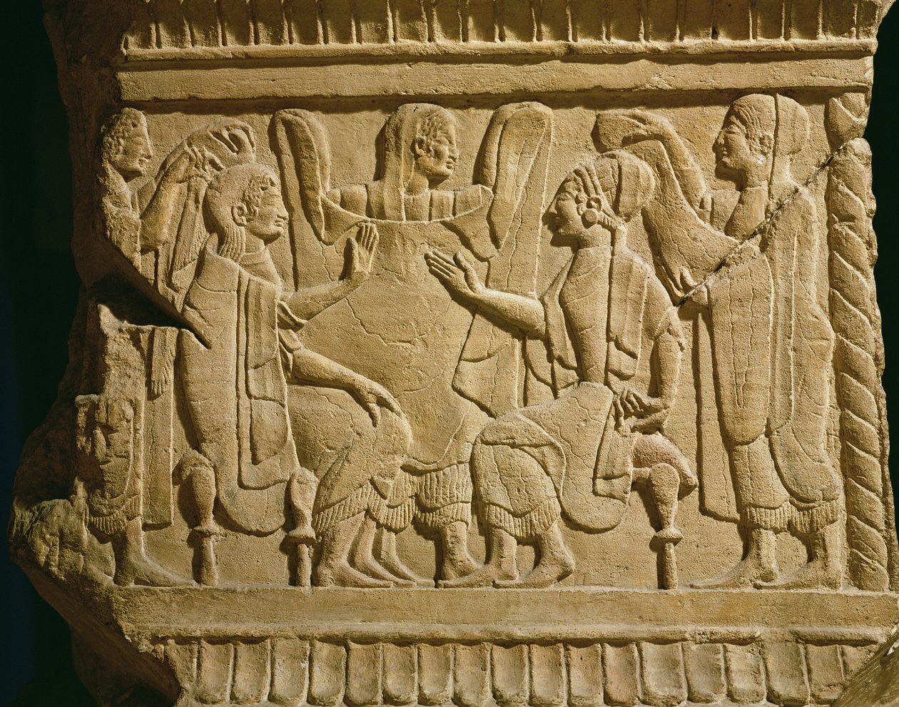 Relevo, descrevendo, um, gynnaeceum, cena de Etruscan