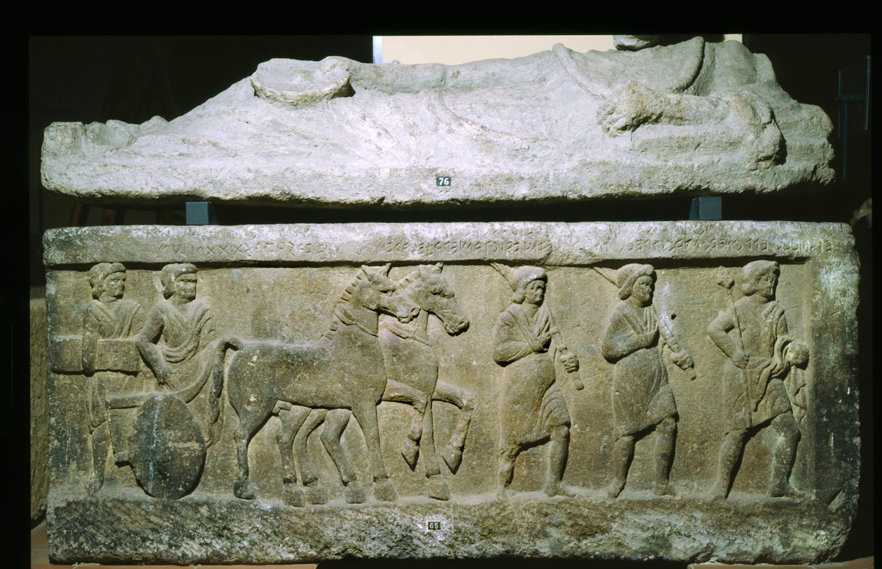 Sarcófago da Necrópole de Banditaccia, Cerveteri, Itália (calcário) de Etruscan