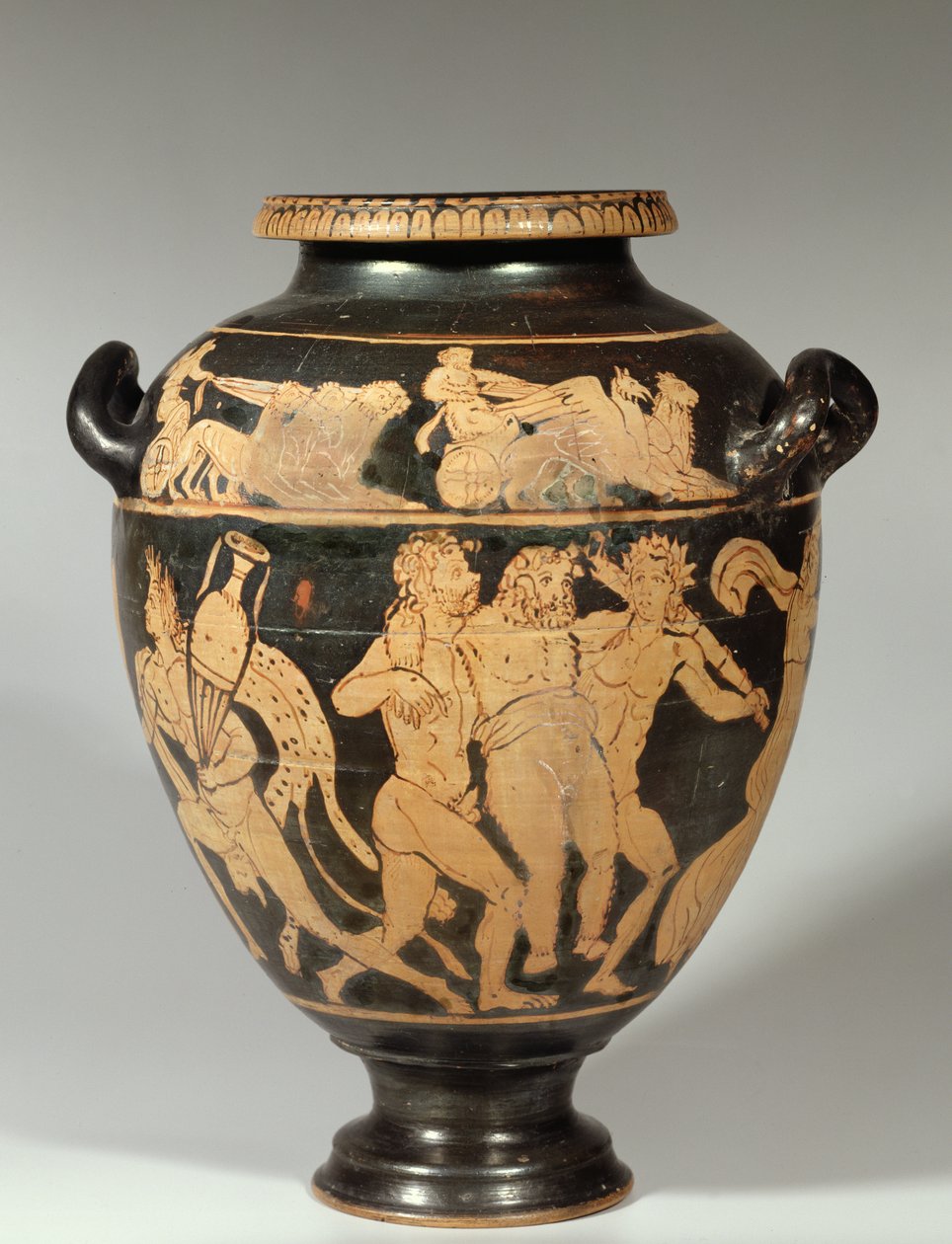Stamnos, cena dionisíaca, período de figuras vermelhas etruscas, século 4 aC (cerâmica) de Etruscan