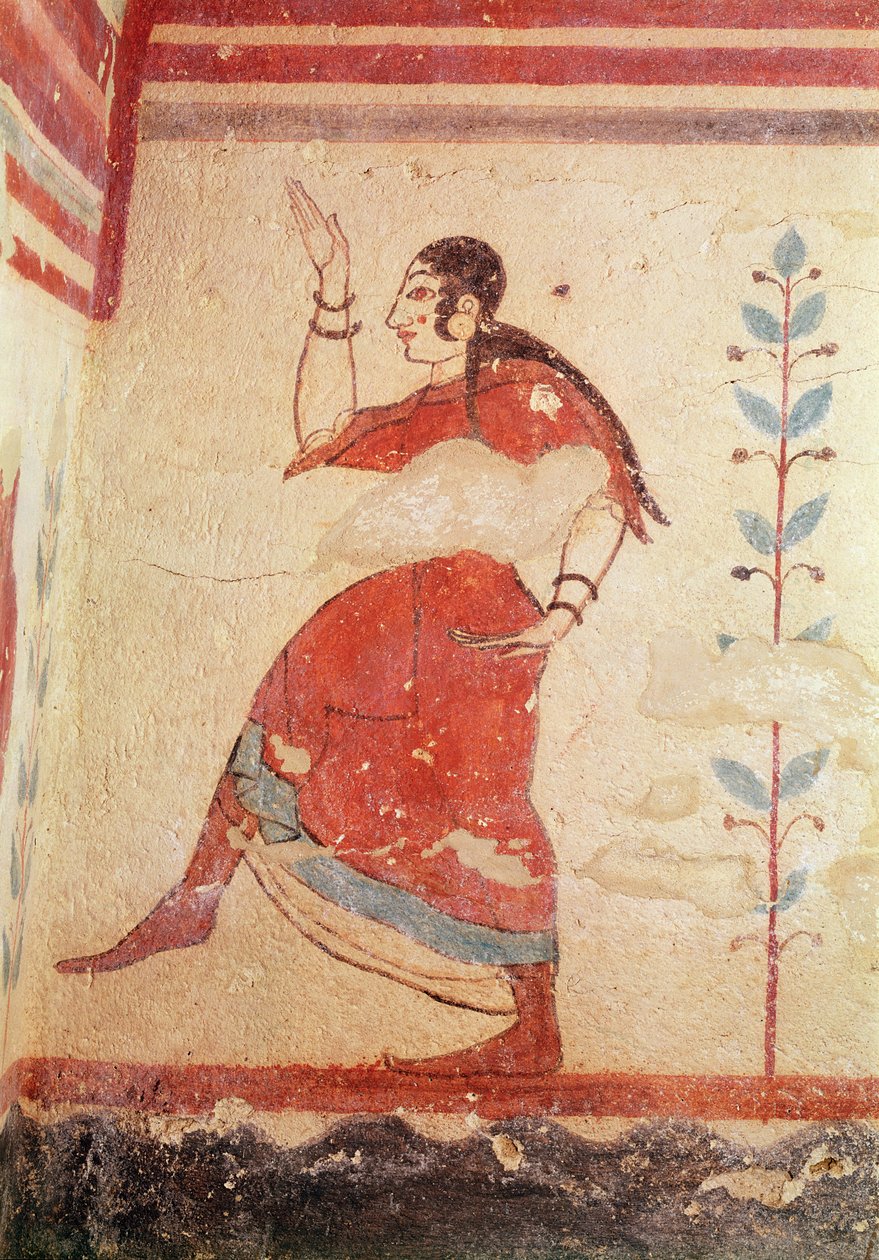 Túmulo dos acrobatas, detalhe de uma pintura de parede do dançarino de Etruscan