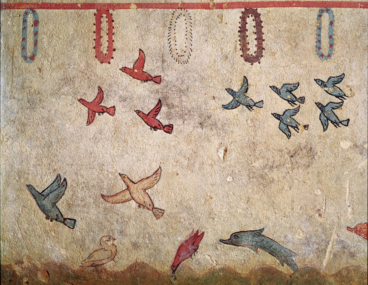 Um voo de ave (Detalhe do fresco, 530 AC) de Etruscan