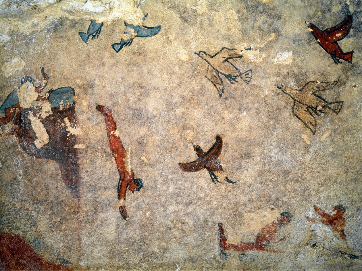 Um mergulhador. (Detalhe do fresco, 520-510 a.C.) de Etruscan