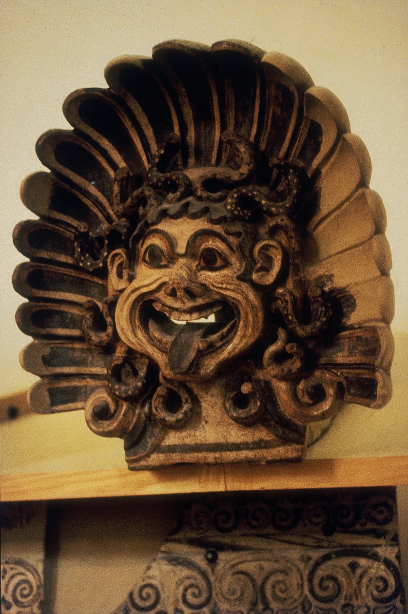 Antefix na forma de uma cabeça de Gorgons (terracota) de Etruscan