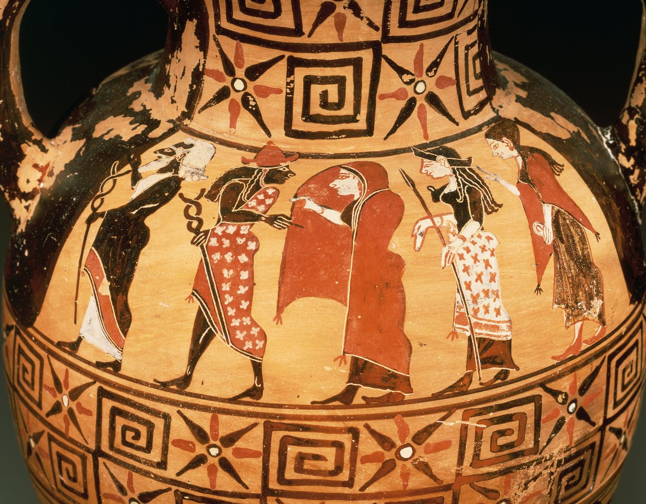 ânfora de figura negra retratando o Juízo de Paris (cerâmica) de Etruscan