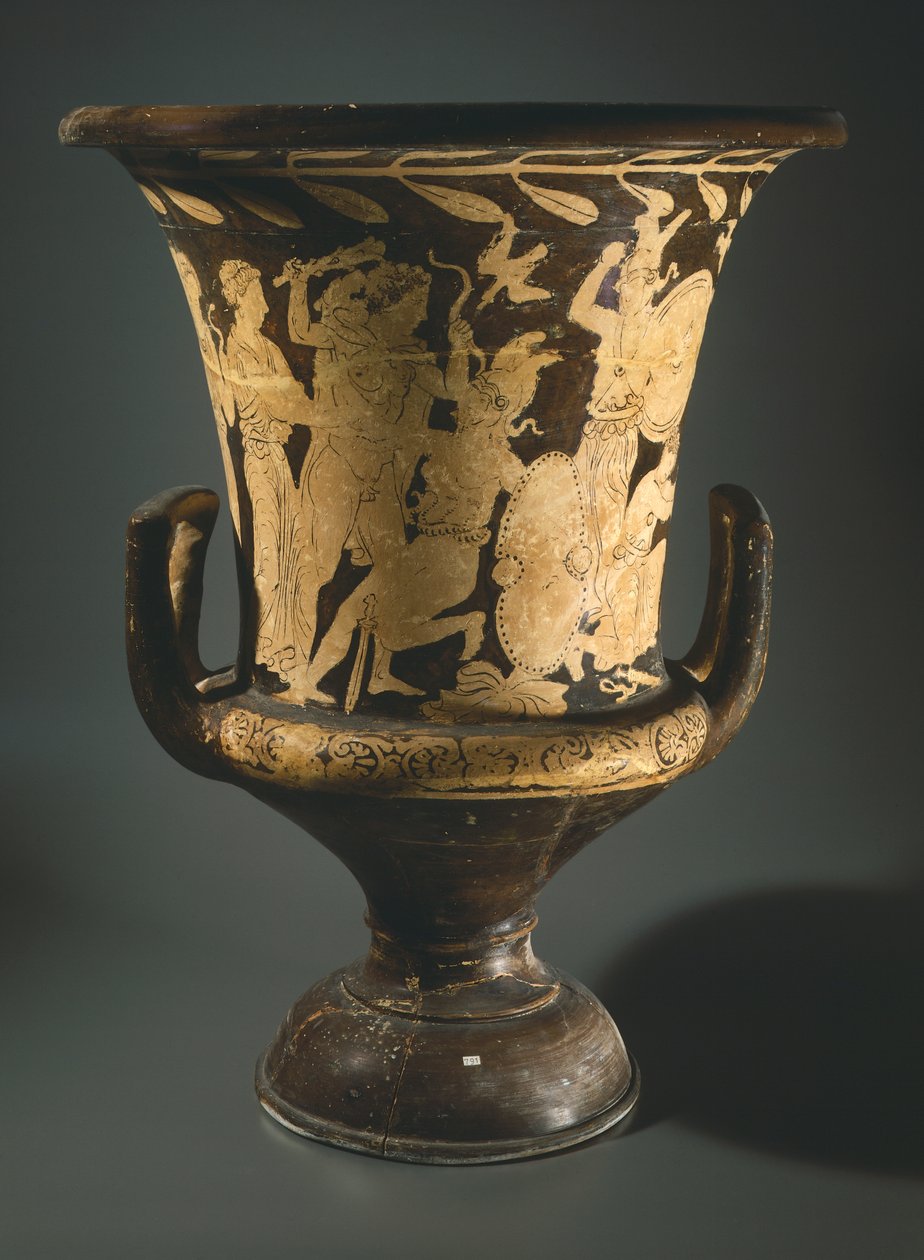 Calyx-krater (jarro grande). Cerâmica de algarismos vermelhos de Perugia (Úmbria). Civilização Etrusca, Século IV a.C. de Etruscan