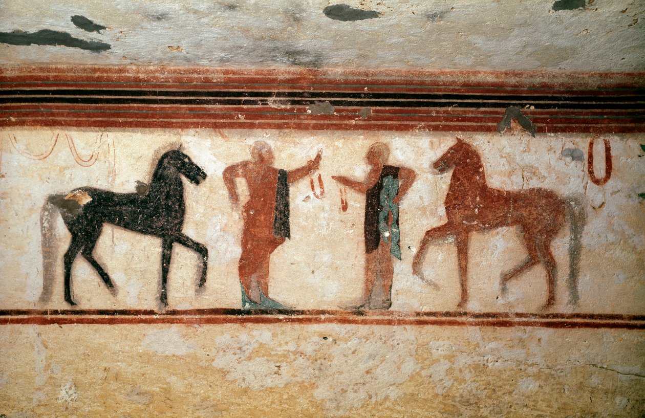 Conversa (Detalhe do fresco, 530 a.C.) de Etruscan