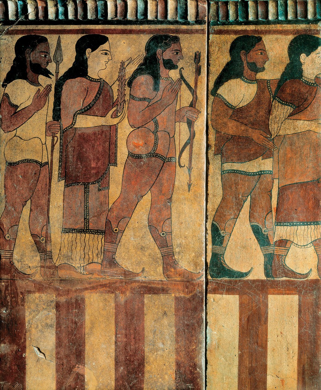 Civilização etrusca - "placa Campana" representando uma procissão de Banditaccia Necropolis, Cerveteri, Roma, 550-520 AC (terracota) de Etruscan