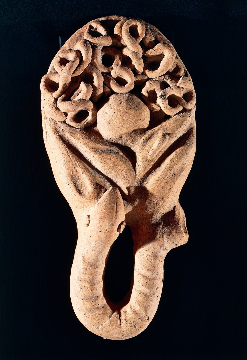 Civilização etrusca, Oferta votiva de Terracota representando um intestino, De Tessennano, Região Lazio, Itália de Etruscan