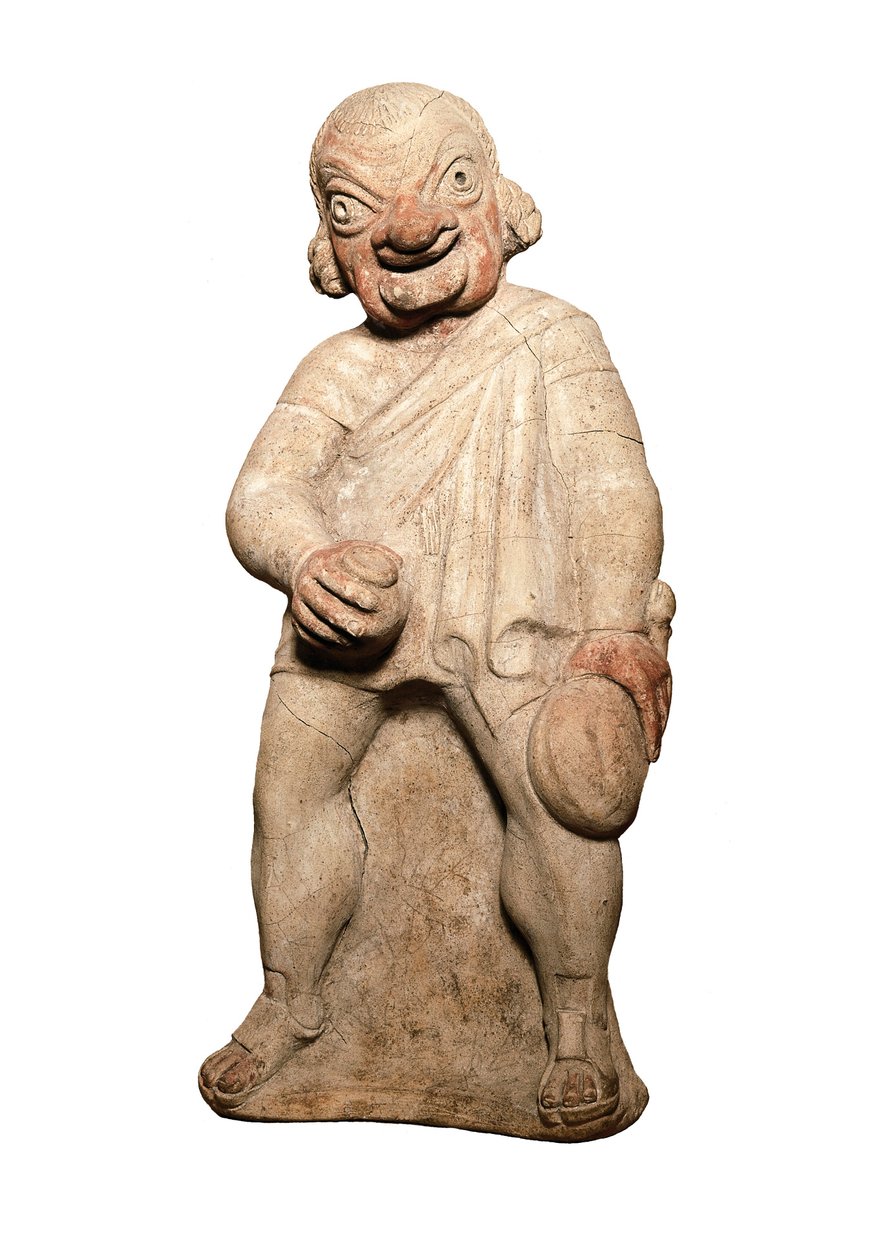 Civilização etrusca: representação de um actor cómico com expressão grotesca. Escultura do século II antes de JC. Londres, museu britânico de Etruscan