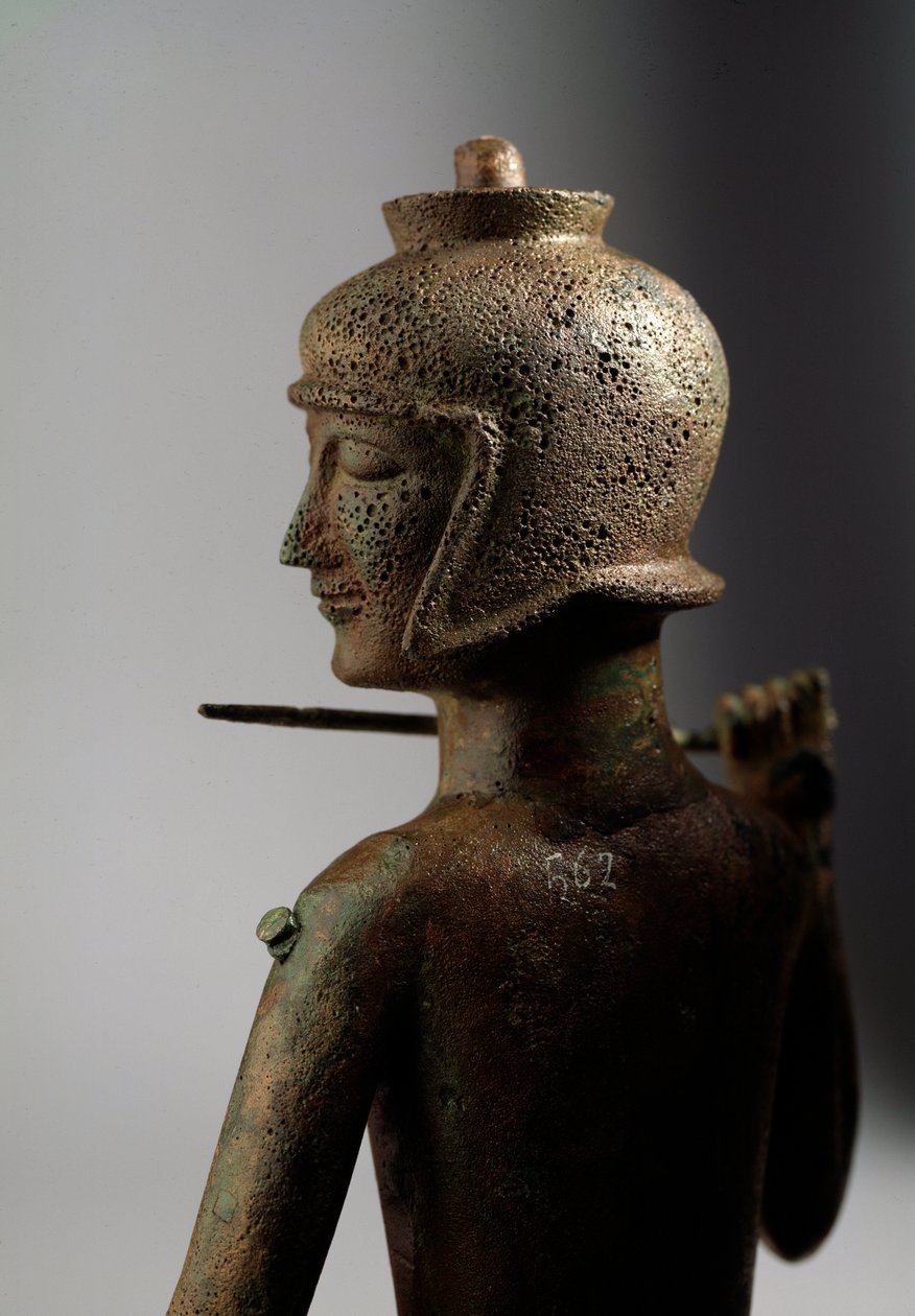 Civilização etrusca: estatueta de guerreiro em bronze de Etruscan