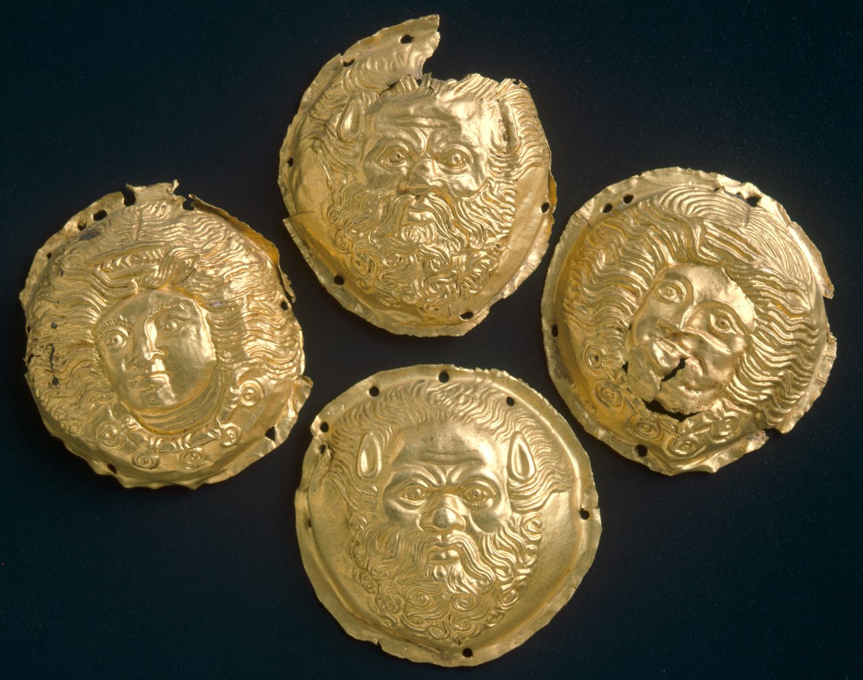Tachas de ouro, de Todi (Umbria). Civilização etrusca, século IV a.C. de Etruscan