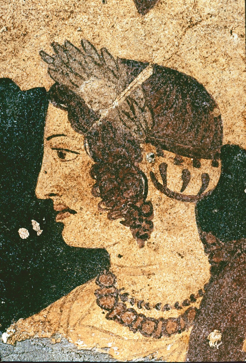 Retrato de Velia Spurinna - Detalhe - Fresco, século IV a.C. de Etruscan