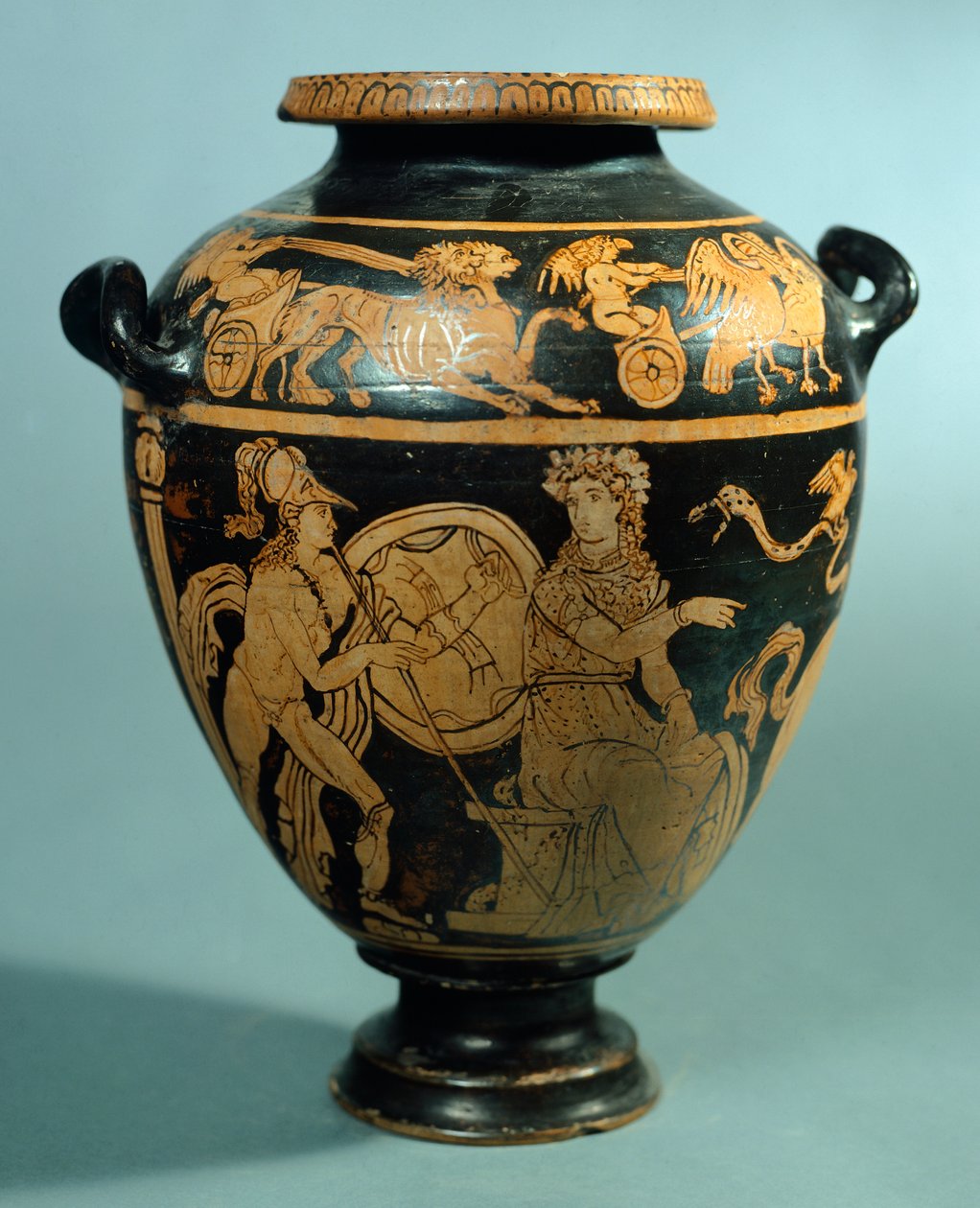 Stamnos, cerâmica de figuras vermelhas de Vulci (Lazio). Civilização Etrusca, Século IV a.C. de Etruscan