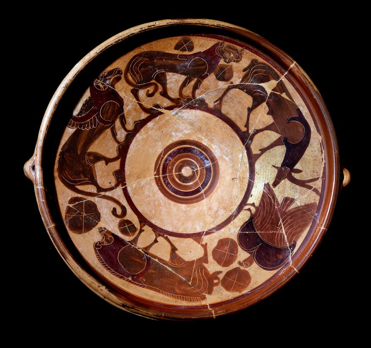 Placa de terracota representando animais, 600-590 a.C. de Etruscan