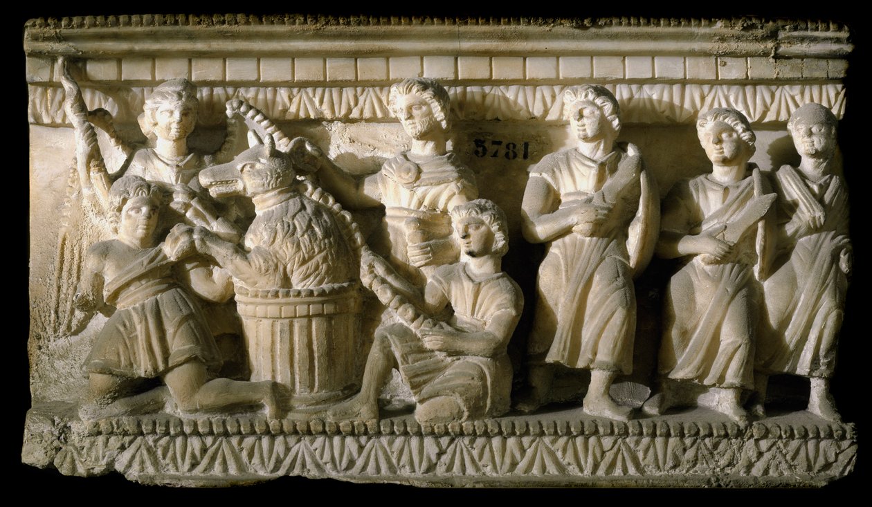 Arte etrusca: "Ulisses e seus companheiros durante seu encontro com Circe" (Odyssee d
