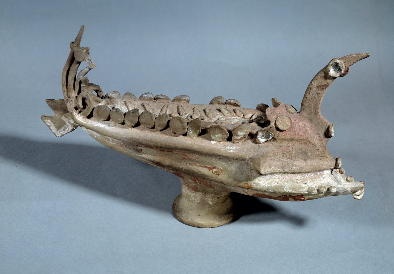 Arte etrusca: modelo de navio terracota de Ardee, na Etrúria, século III a.C. Paris, Museu do Louvre de Etruscan Etruscan