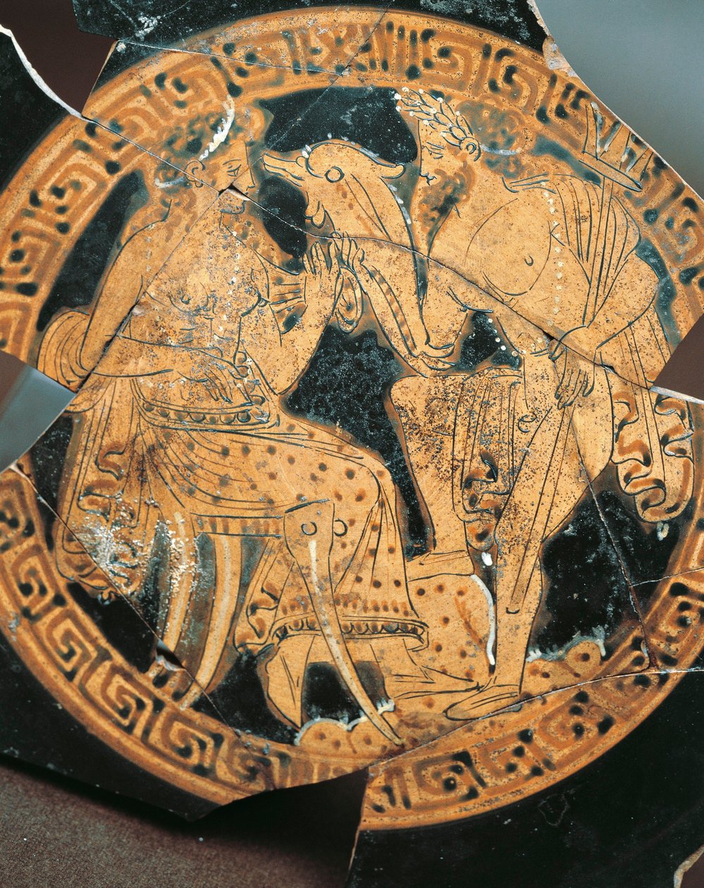 Cerâmica de figuras vermelhas, decoração interna de um krater representando Poseidon e Anfitrite, civilização etrusca de Etruscan Etruscan