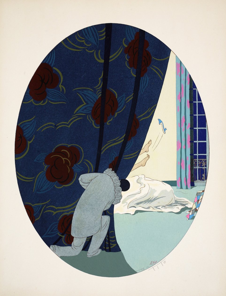 Os Cinco Sentidos - Audição, Visão, Cheiro, Tato e Gosto, pub. Paris, 1925 (estêncil) de Ettore Tito
