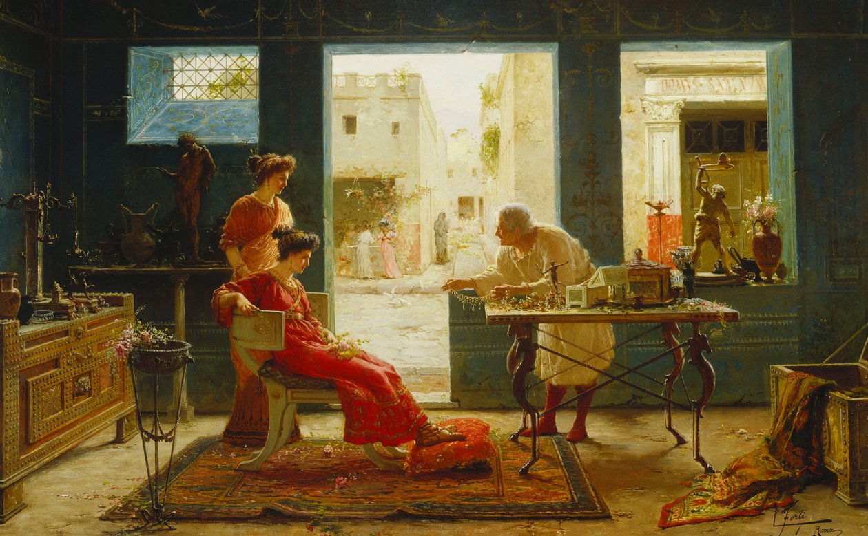 Antiguidades Pompeii (óleo sobre tela) de Ettore Forti