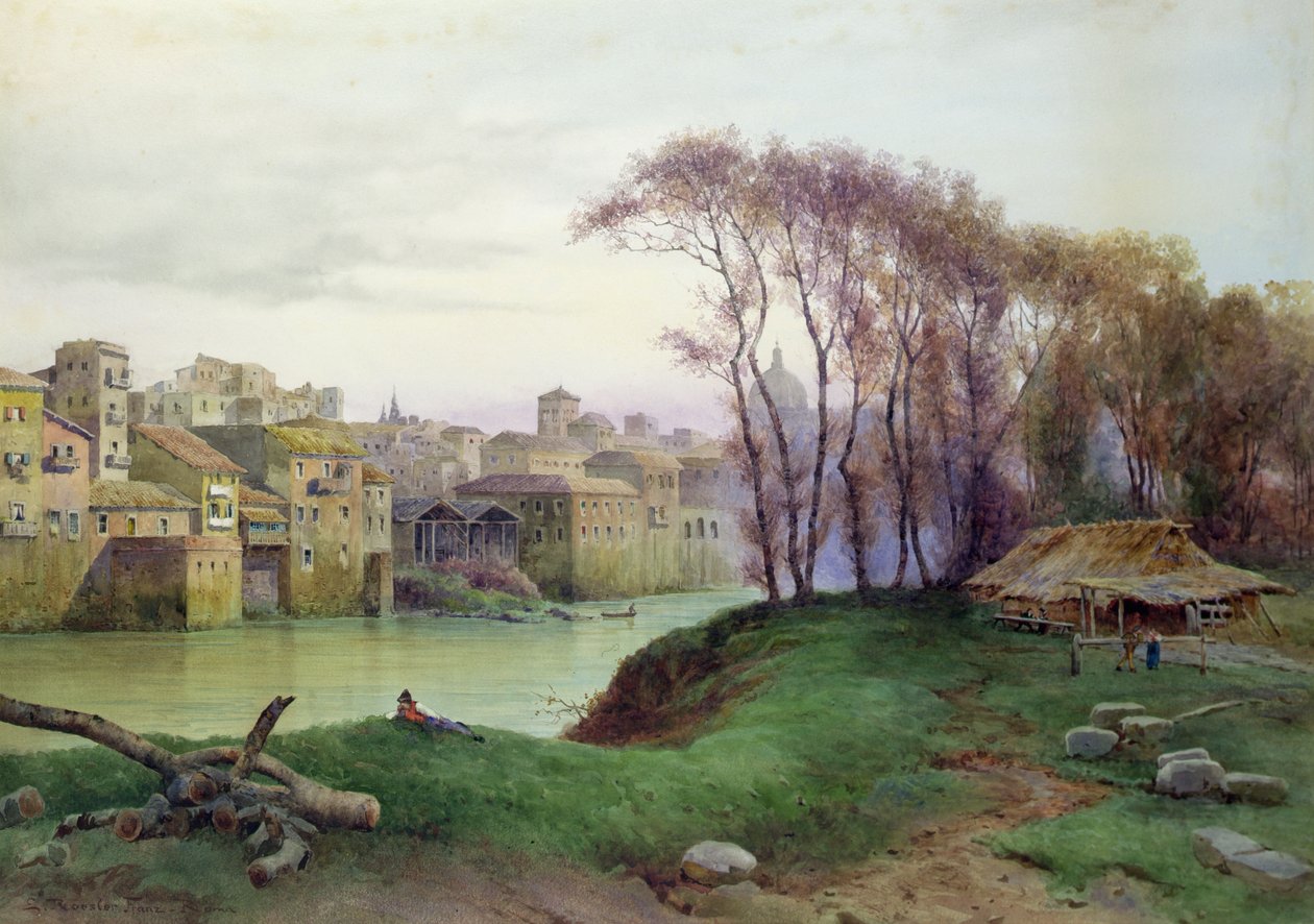 Vista da Prati di Castello, Roma (aguarela sobre papel) de Ettore Roesler Franz