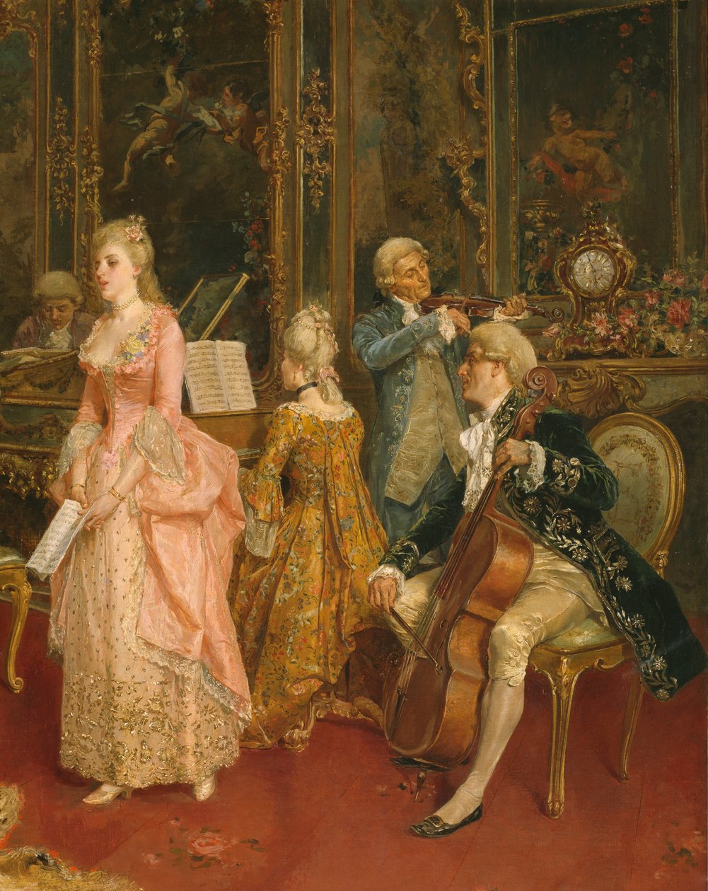 Concerto na época de Mozart, 1853 (detalhe) de Ettore Simonetti