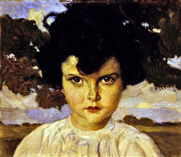 Retrato de uma criança (óleo sobre tela) de Ettore Tito