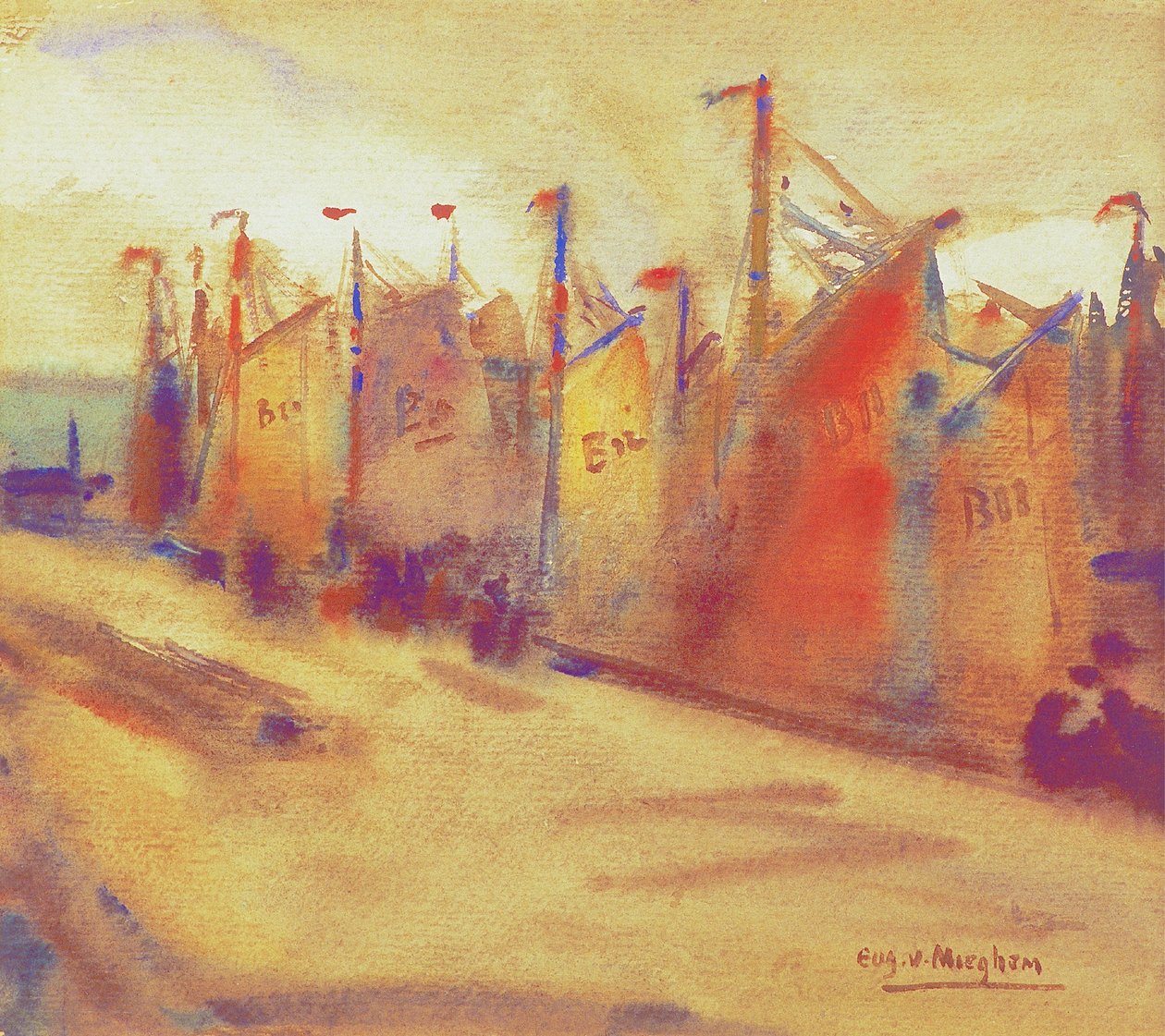 Barcos de pesca no porto de Blankenberge de Eugeen van Mieghem