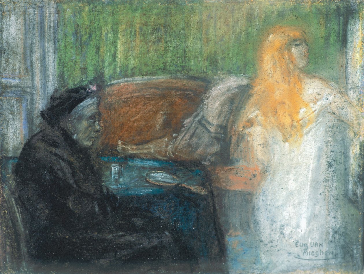 Mãe Van Mieghem sonhando (Vanitas) de Eugeen van Mieghem