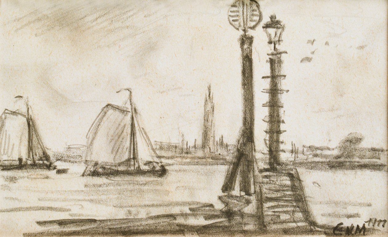 Navios à vela no Escalda de Eugeen van Mieghem