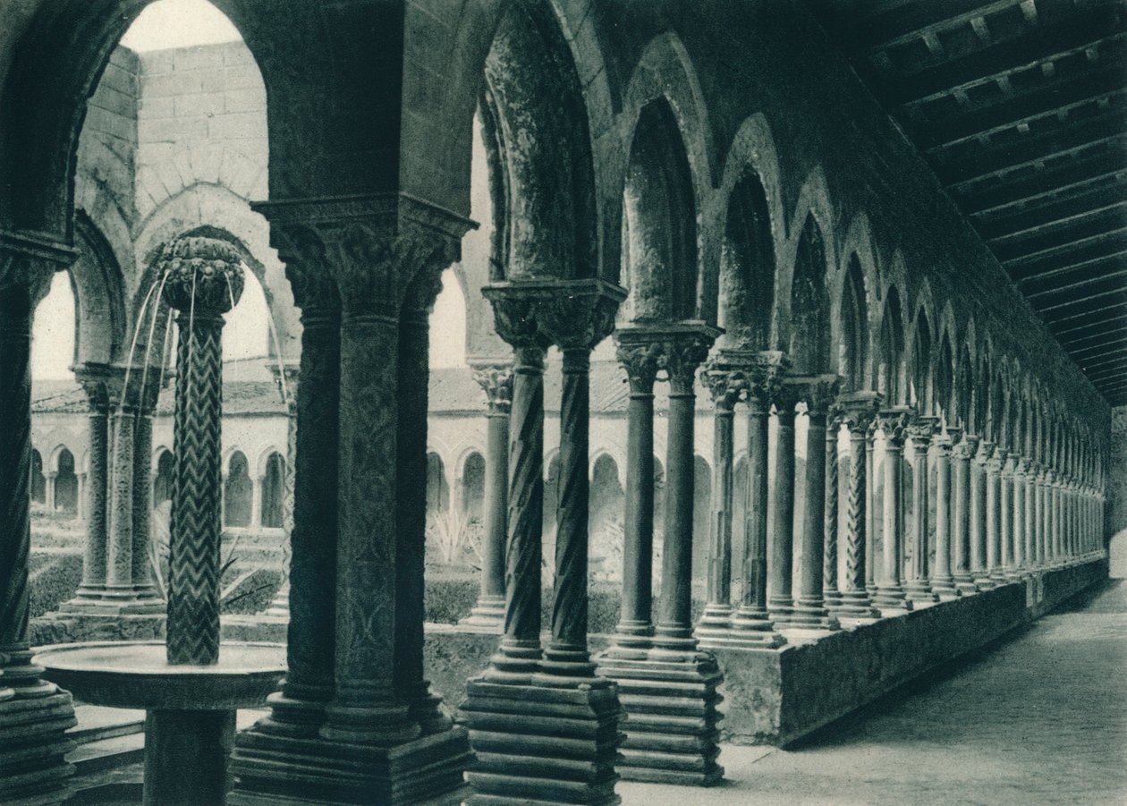 Claustros do mosteiro beneditino, Monreale, Sicília, Itália, 1927 de Eugen Poppel