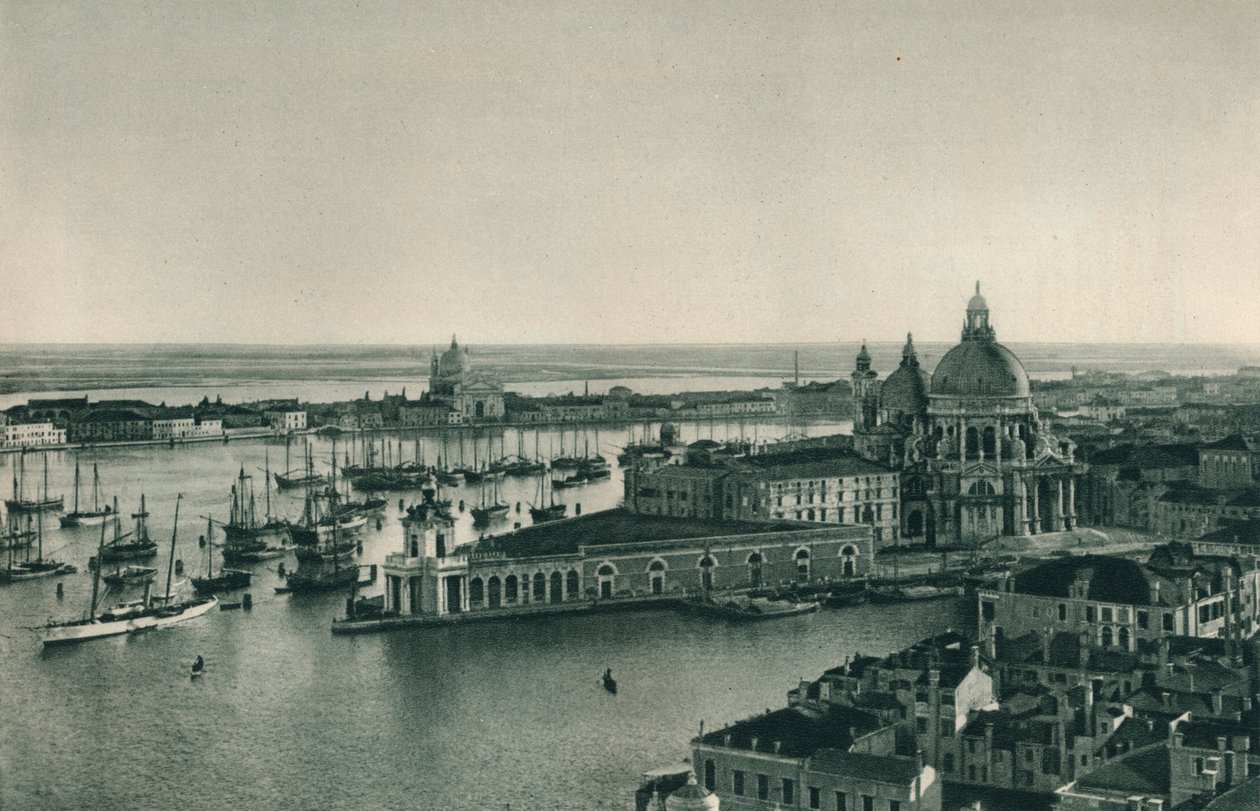 Grande Canal e Igreja de Santa Maria della Salute, Veneza, Itália, 1927 de Eugen Poppel