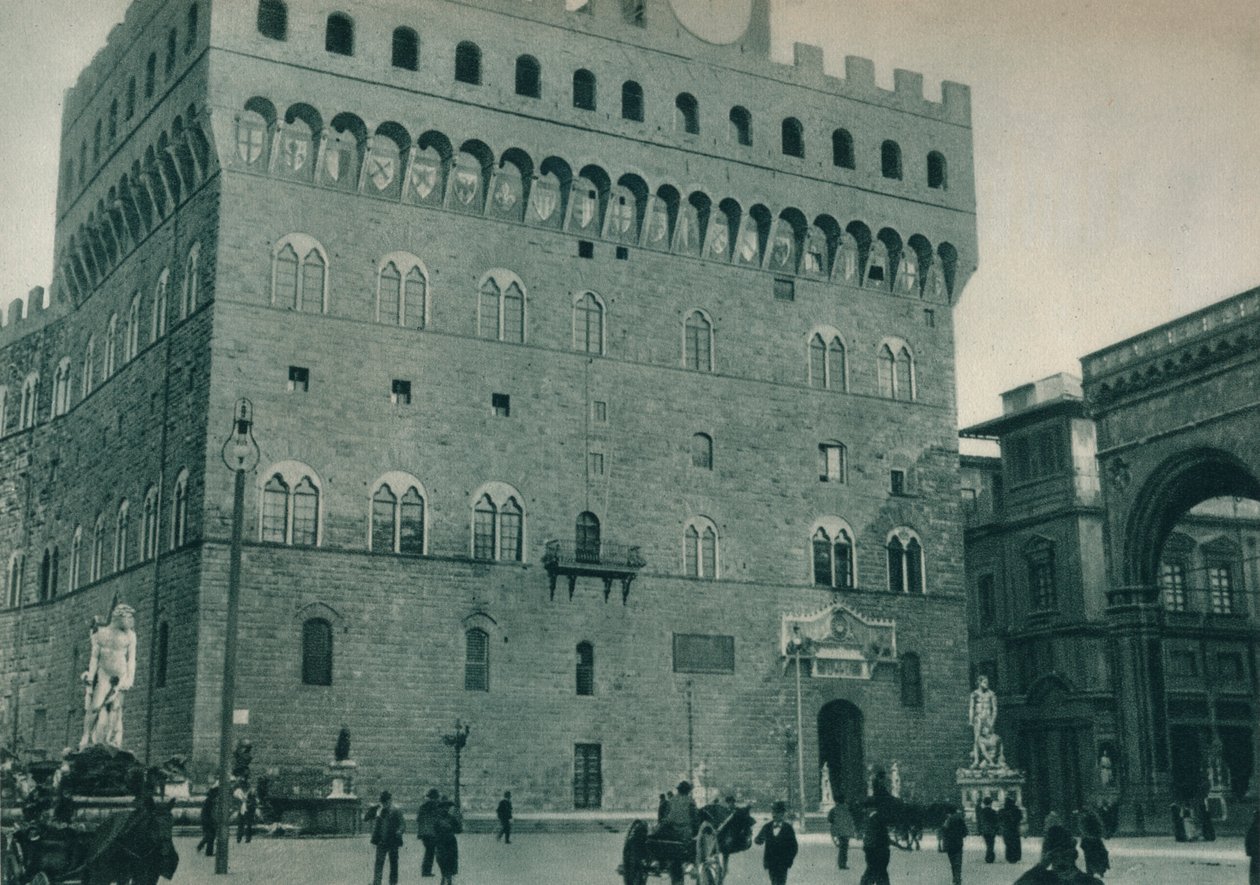 Palazzo Vecchio, Piazza della Signoria, Florença, Itália, 1927 de Eugen Poppel