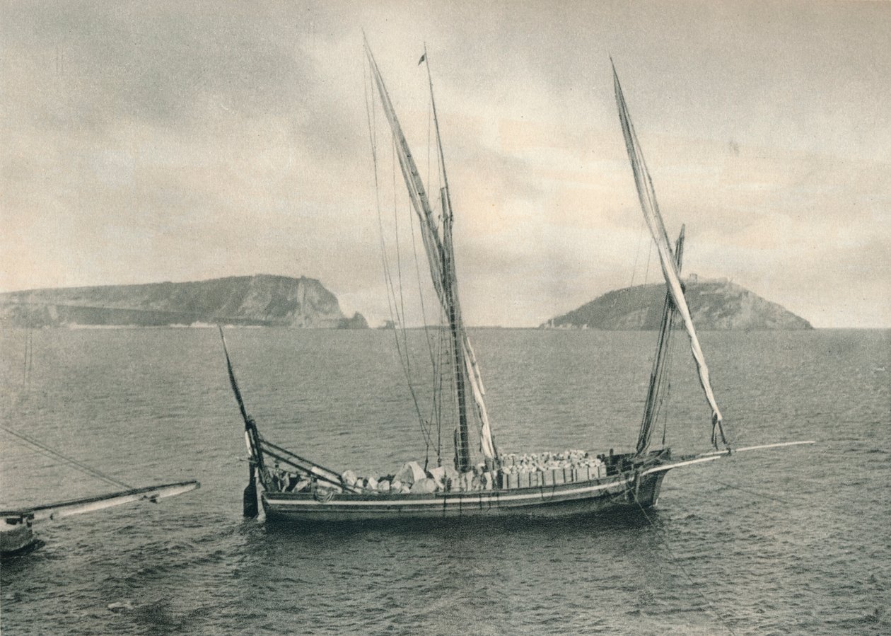 Barco à vela no porto de Nápoles, Itália, 1927 de Eugen Poppel