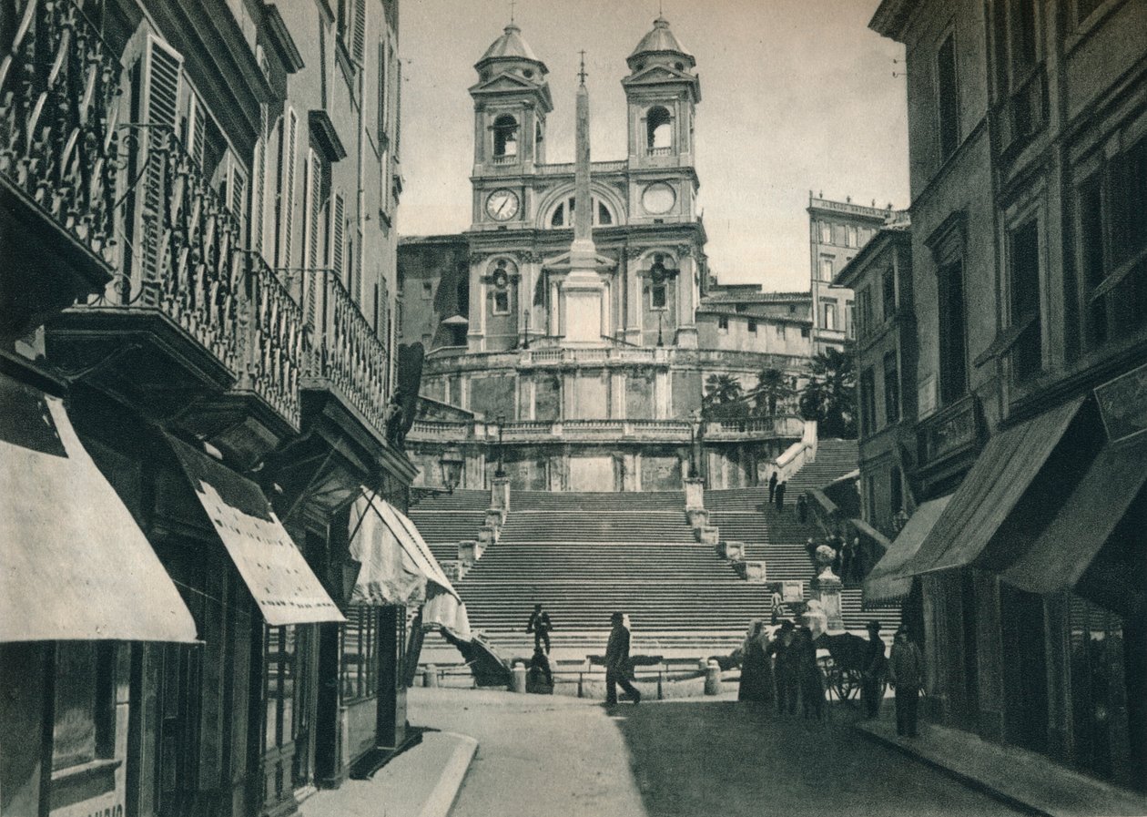 Escadaria de Espanha e Igreja de Trinita dei Monti, Roma, Itália, 1927 de Eugen Poppel